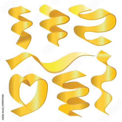 A collection of curled gold ribbons