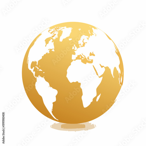 Golden globe showing continents