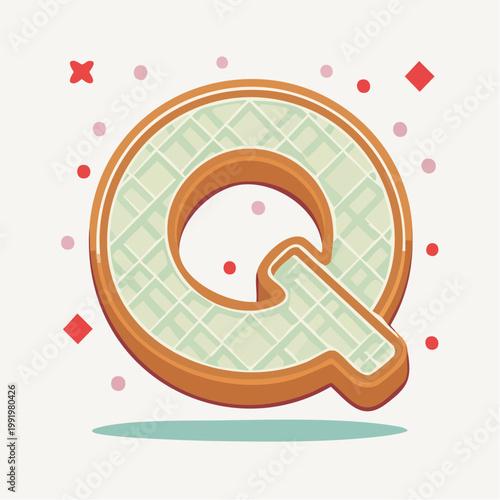 Gingerbread letter Q with festive decoration