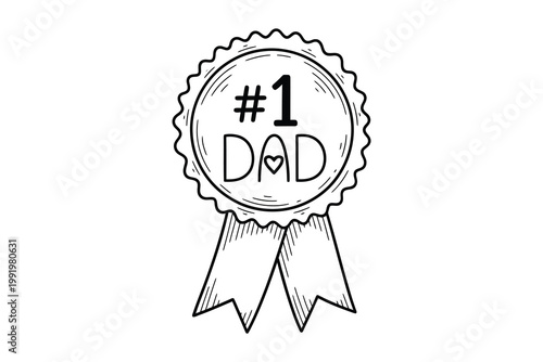 Number one dad badge a sketch celebrating fatherhood and appreciation