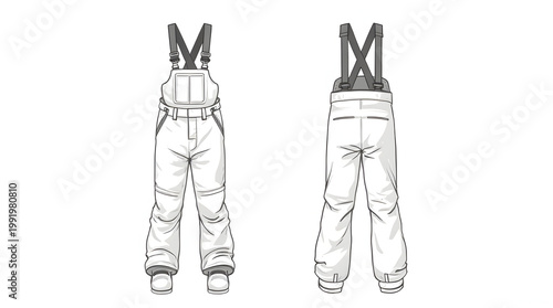 Childrens Snow Bib Overalls with Straps Front and Back