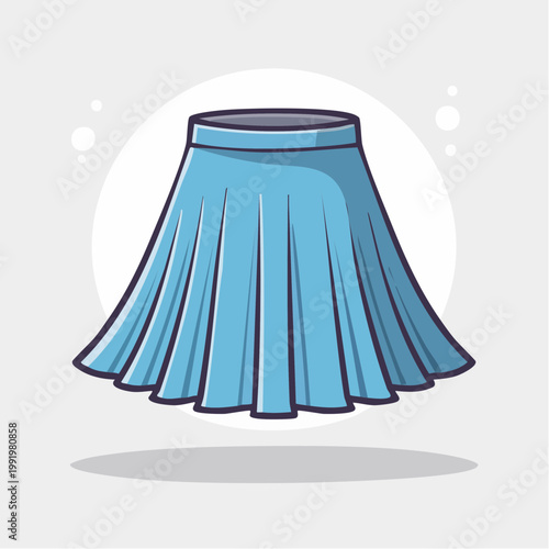 Blue Pleated Skirt Illustration