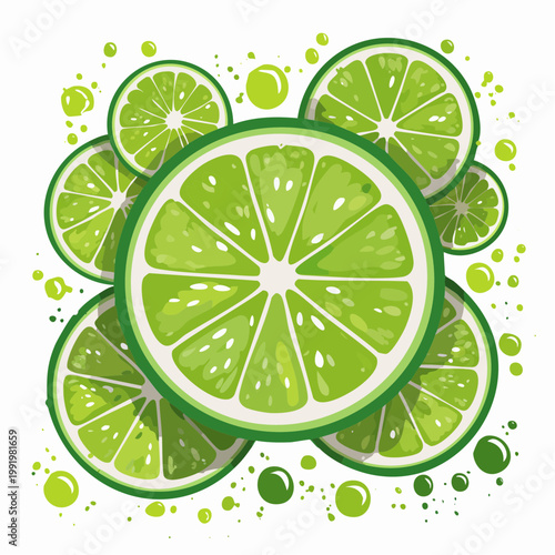 Vibrant Sliced Limes with Splatters
