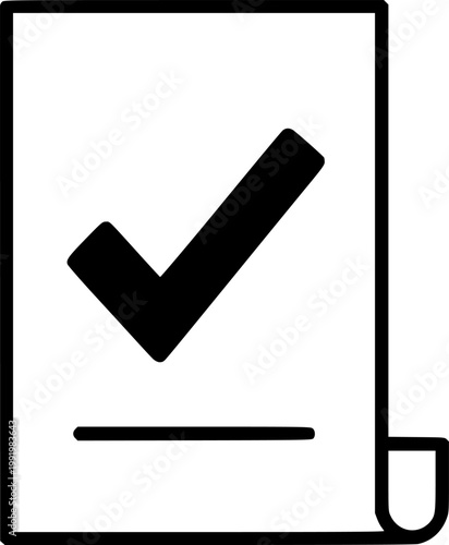 Official document and legal authorization symbol for business license approval and regulatory compliance validation featuring a simple black line art permit pictogram – Black Vector Illustration