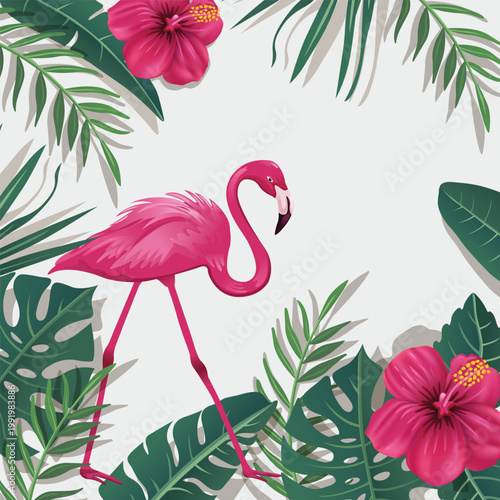 Tropical  Summer Design Background. Vector stock illustration..