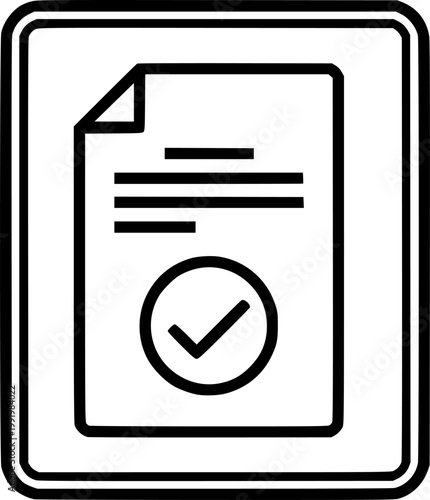 Official document and legal authorization symbol for business license approval and regulatory compliance validation featuring a simple black line art permit pictogram – Black Vector Illustration