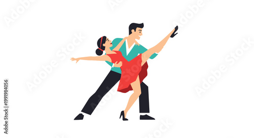 Couple performs a professional ballroom dance routine with elegant movements and style.