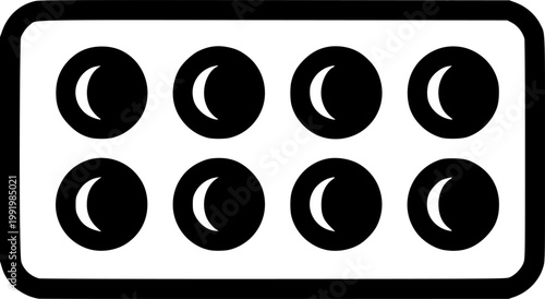 Pill blister icon black and white vector illustration line icon vector pictogram – Black and White Vector Illustration