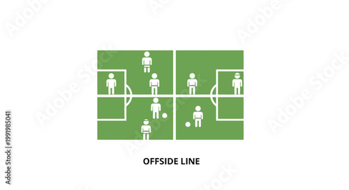 Soccer field diagram with players and offside line.