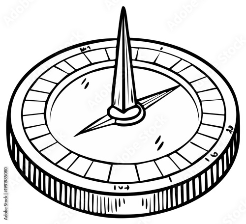 Hand drawn compass outline vector illustration, navigation device concept