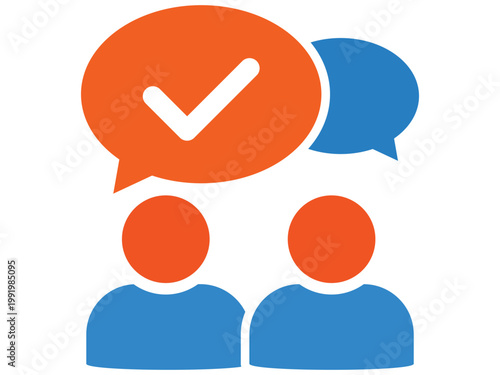 People discussing business agreement via speech bubbles