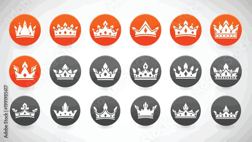 Creative collection of crown icons in various colors and styles