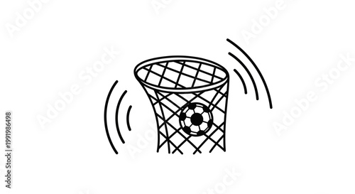 Soccer ball going through basketball hoop.