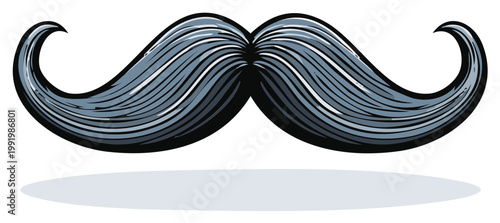 Cartoon illustration of a gray mustache with a shadow
