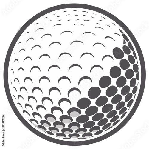 Golf Ball Graphic Icon Minimalist Round Shape Dimples Surface Texture Design