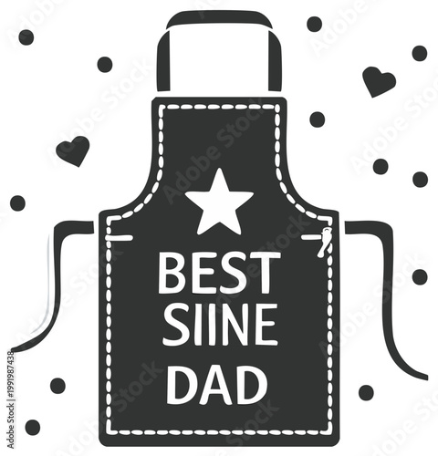 Apron with Heart Accents for Dad Featuring Father's Day Message in Graphic Design