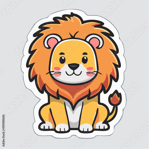 Cute cartoon lion sticker
