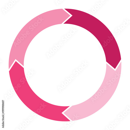 Navy blue cycle diagram with arrows 4 steps pie chart or circle graph for business presentation concept. Progress for marketing and education goal vector.
