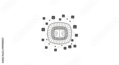Aerial view of a sports stadium.