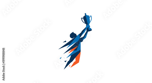 A person holding a trophy aloft in celebration.