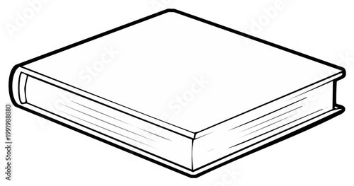 Isometric book with blank cover. Design layout for your graphic, design resource, black outline. Education symbol.
