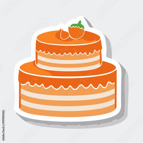 Two-tier orange cake with frosting and decoration