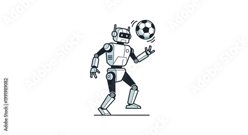 Robot playing soccer with a ball.