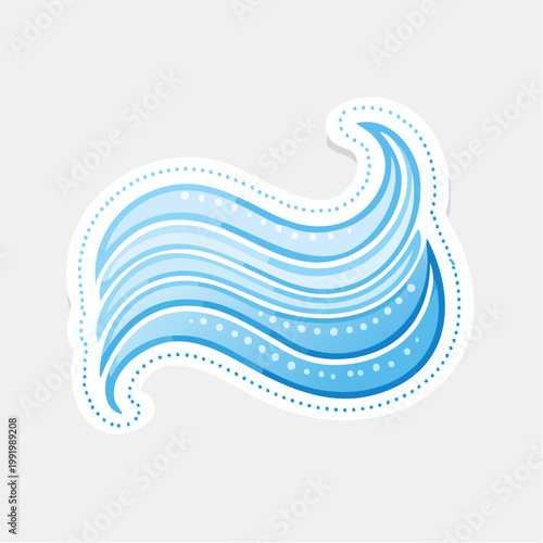 Stylized Blue Waves Sticker Design