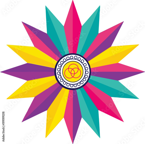 Cinco de Mayo peace sun icon in flat design vector eps