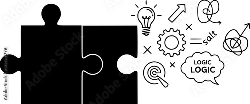 puzzle icon, jigsaw, logic, strategy, problem solving, solution, piece, connection, teamwork, game, challenge, integration, creativity, mind, thinking, intelligence, business, cooperation, synergy, fi