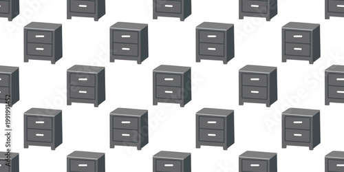 Seamless pattern nightstand cabinet drawer furniture bedroom interior design