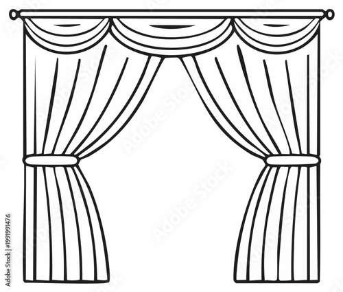 Elegant curtains with valance outline create a classic window decor in interior design
