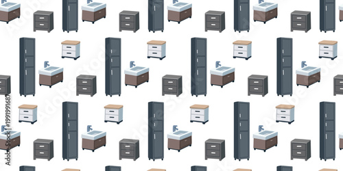 Seamless pattern sink cabinet nightstand wardrobe interior design