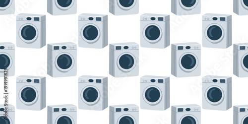 Seamless pattern washing machine laundry appliance interior design