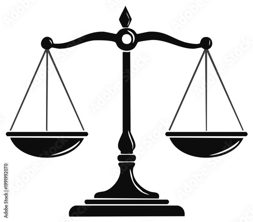 Scales of justice symbol illustration black silhouette legal concept