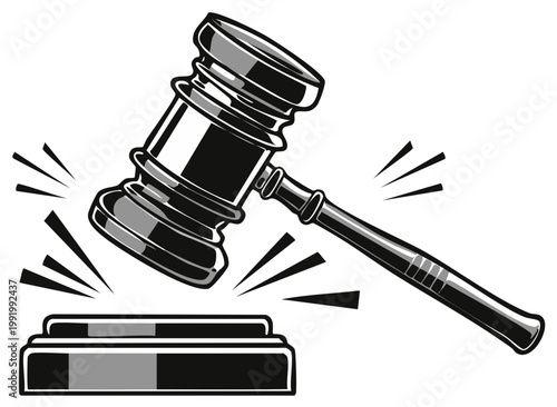 Legal Gavel Striking a Sounding Block Symbolizing Justice and Law