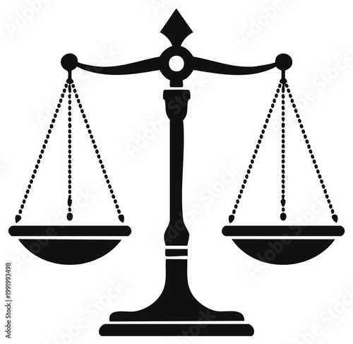 Justice Scales Silhouette Symbol of Law and Fairness