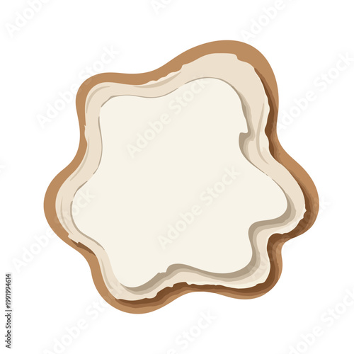 White Ceramic Plate with Brown Edge.