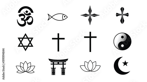 Collection of ancient and religious symbols from various spiritual traditions