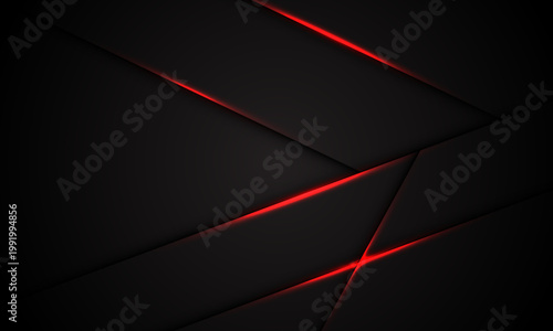 Abstract red light dark grey metallic overlap design modern futuristic technology background vector