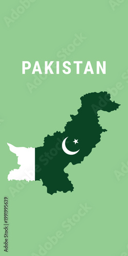 Background map of Pakistan administrative regions. Silhouette of Pakistan's regions and flag