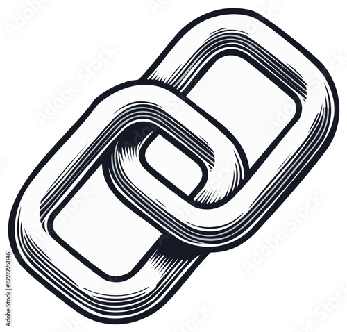 Interlocking chain links creating a strong connection in a vintage engraving style illustration