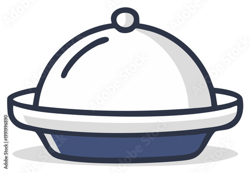 Restaurant food serving cloche and plate elegant dinner illustration