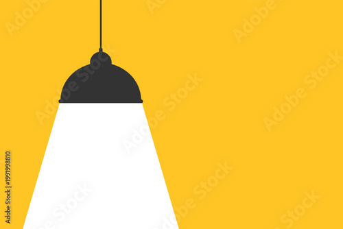 Hanging lamp with the light coming from it. Symbol with blank space for text. Banner or poster design template. Vector illustration