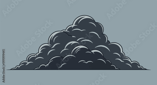 A dark, textured, cumulonimbus cloud formation against a muted grey sky