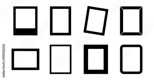 Photo frames, blank picture frames, frame icons, graphic elements, black outlines