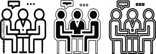 Business communication silhouettes meetings presentations and interviews