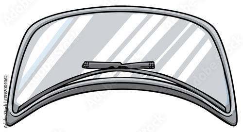 Car front windshield with wiper blade cartoon vector illustration