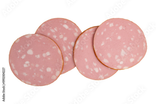 mortadella sausage isolated on white