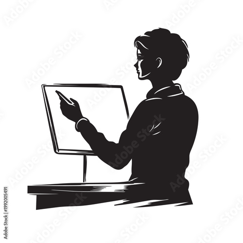 silhouette of a woman with laptop